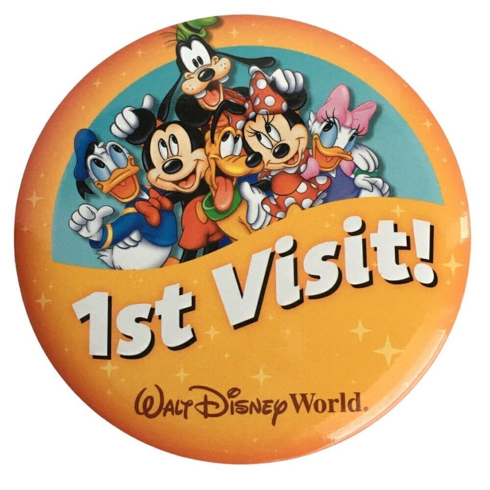 Walt Disney World First Visit Button, Mickey Mouse‎ Minnie Goofy Pluto, Donald